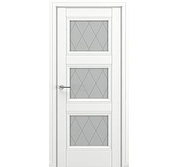 Дверь межкомнатная «Гранд В3 (ромб)» Белый матовый остекление Сатинато
