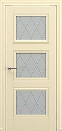 Дверь межкомнатная «Гранд В3 (ромб)» Матовый кремовый остекление Сатинато