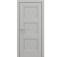 Дверь межкомнатная «Гранд В3 (ромб)» Серый матовый new остекление Сатинато