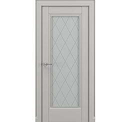 Дверь межкомнатная «Неаполь В1 (ромб)» Серый матовый new остекление Сатинато