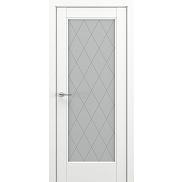 Дверь межкомнатная «Неаполь В5 (ромб)» Белый матовый остекление Сатинато