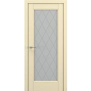 Дверь межкомнатная «Неаполь В5 (ромб)» Матовый кремовый остекление Сатинато