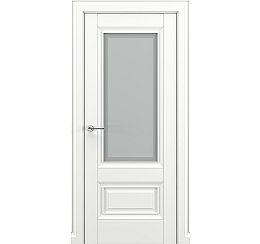 Дверь межкомнатная «Турин В1» Белый матовый остекление Сатинато
