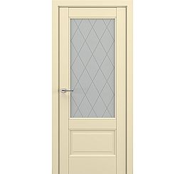 Дверь межкомнатная «Турин В5 (ромб)» Матовый кремовый остекление Сатинато