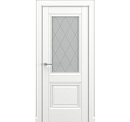 Дверь межкомнатная «Венеция В1 (ромб)» Белый матовый остекление Сатинато