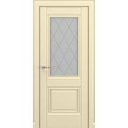 Дверь межкомнатная «Венеция В1 (ромб)» Матовый кремовый остекление Сатинато