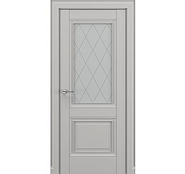 Дверь межкомнатная «Венеция В1 (ромб)» Серый матовый new остекление Сатинато
