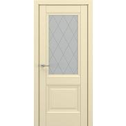 Дверь межкомнатная «Венеция В2 (ромб)» Матовый кремовый остекление Сатинато