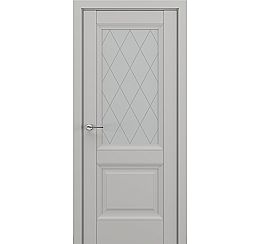 Дверь межкомнатная «Венеция В2 (ромб)» Серый матовый new остекление Сатинато