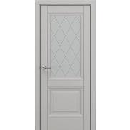 Дверь межкомнатная «Венеция В2 (ромб)» Серый матовый new остекление Сатинато