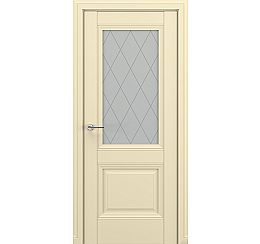Дверь межкомнатная «Венеция В3 (ромб)» Матовый кремовый остекление Сатинато