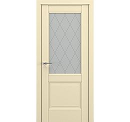 Дверь межкомнатная «Венеция В5 (ромб)» Матовый кремовый остекление Сатинато