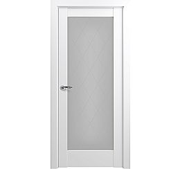 Дверь межкомнатная «Неаполь Тип-S» Матовый белый остекление Сатинато