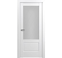 Дверь межкомнатная «Турин Тип-S» Матовый белый остекление Сатинато