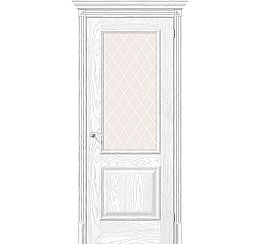 Дверь межкомнатная из эко шпона «Классик-13» Silver Ash остекление White Сrystal