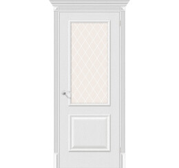 Дверь межкомнатная Классик-13 Экошпон, Virgin, остекленная, сатинат белый художественный, царговая