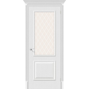 Дверь межкомнатная Классик-13 Экошпон Virgin, остекленная, сатинат белый художественный, царговая