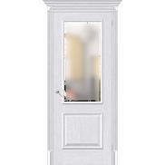 Дверь межкомнатная из евро шпона "Классико-13" Milk Oak остекление Сатинато белое