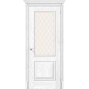 Дверь межкомнатная из эко шпона «Классико-13» Silver Ash остекление художественное
