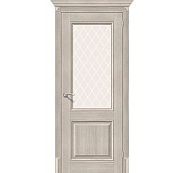Дверь межкомнатная из эко шпона «Классико-33» Cappuccino Veralinga остекление Cатинато белое художественное