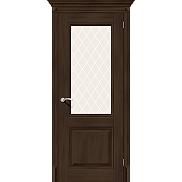Дверь межкомнатная из эко шпона «Классико-33» Dark Oak остекление Cатинато белое художественное
