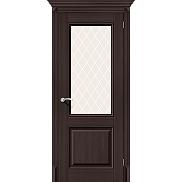 Дверь межкомнатная Классико-33 Экошпон Wenge Veralinga, остекленная, декор багет, сатинат белый художественный, царговая