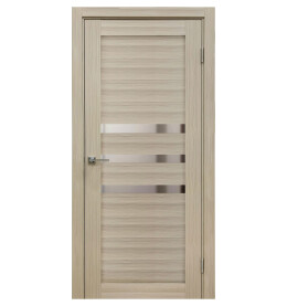 Дверь межкомнатная Х-6 Экошпон, Кремовая лиственница, остекленная, зеркало, царговая