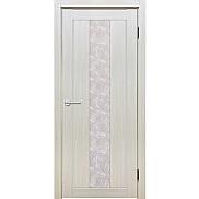 Дверь межкомнатная Y-2 Экошпон, Белая лиственница, остекленная, гранит прозрачный, царговая
