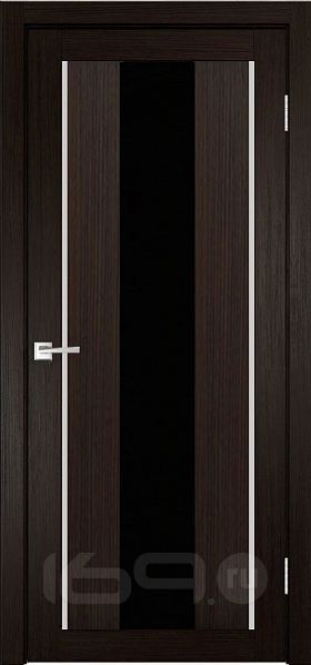 Дверь межкомнатная Y-2 Экошпон, Венге, остекленная, лакобель чёрный, царговая