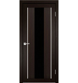 Дверь межкомнатная Y-2 Экошпон, Венге, остекленная, лакобель чёрный, царговая