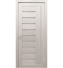 Дверь межкомнатная Y-4 Экошпон, Белая лиственница, остекленная, сатинат белый, царговая