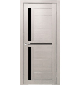 Дверь межкомнатная Z-1 Экошпон, Белая лиственница, остекленная, лакобель чёрный, царговая