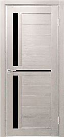 Дверь межкомнатная "Z-1" Белая лиственница стекло Лакобель чёрный