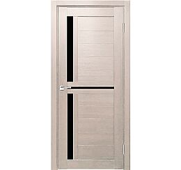 Дверь межкомнатная "Z-1" Кремовая лиственница стекло Лакобель чёрный