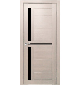 Дверь межкомнатная Z-1 Экошпон, Кремовая лиственница, остекленная, лакобель чёрный, царговая