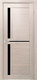 Дверь межкомнатная "Z-1" Кремовая лиственница стекло Лакобель чёрный