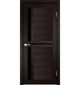 Дверь межкомнатная Z-1 Экошпон, Венге, остекленная, лакобель чёрный, царговая