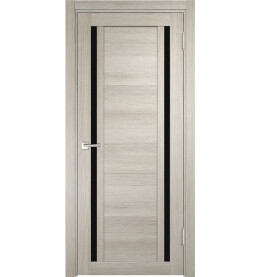 Дверь межкомнатная Z-3 Экошпон, Белая лиственница, остекленная, лакобель чёрный, царговая