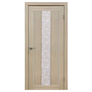 Дверь межкомнатная Y-2 Экошпон, Кремовая лиственница, остекленная, гранит прозрачный, царговая