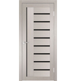 Дверь межкомнатная Y-5 Экошпон, Белая лиственница, остекленная, лакобель чёрный, царговая