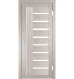 Дверь межкомнатная Y-5 Экошпон, Белая лиственница, остекленная, сатинат белый, царговая