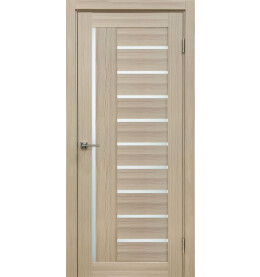 Дверь межкомнатная Y-5 Экошпон, Кремовая лиственница, остекленная, сатинат белый, царговая