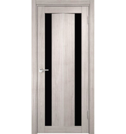Дверь межкомнатная Y-6 Экошпон, Белая лиственница, остекленная, лакобель чёрный, царговая