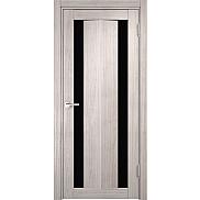 Дверь межкомнатная "Y-6" Белая лиственница стекло Лакобель чёрный