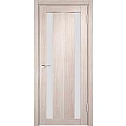 Дверь межкомнатная Y-6 Экошпон, Кремовая лиственница, остекленная, сатинат белый, царговая