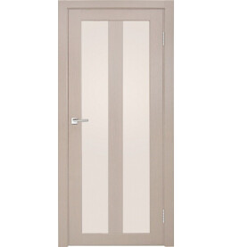 Дверь межкомнатная Z-5 Экошпон, Кремовая лиственница, остекленная, сатинат белый, царговая