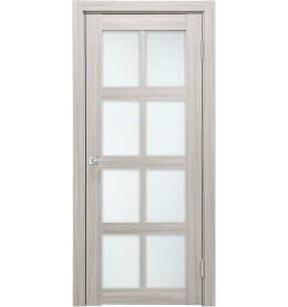 Дверь межкомнатная К-8 Экошпон, Белая лиственница, остекленная, сатинат белый, царговая