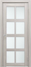 Дверь межкомнатная К-8 Экошпон, Белая лиственница, остекленная, сатинат белый, царговая