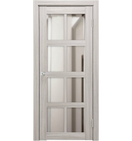 Дверь межкомнатная К-8 Экошпон, Белая лиственница, остекленная, зеркало, царговая