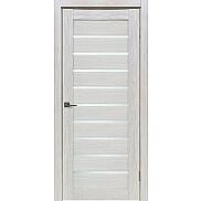 Дверь межкомнатная Х-2 Экошпон Белая лиственница, остекленная, сатинат белый, царговая